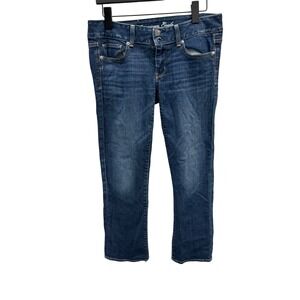 American Eagle Womens Medium Wash Straight Leg Denim Jeans Low Rise Blue size 6